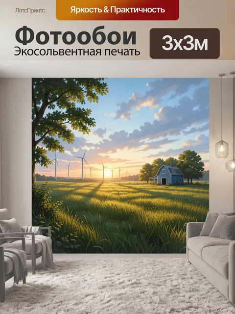 Фотообои Сельский пейзаж с ветряками