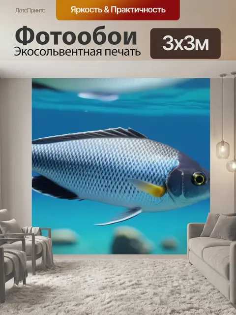 Фотообои плавающие рыбы в прозрачной воде