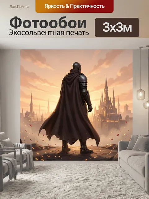 Фотообои Рыцарь перед средневековым замком