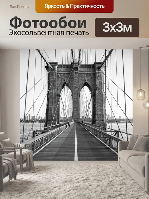 Фотообои Вид на мост в чёрно-белом
