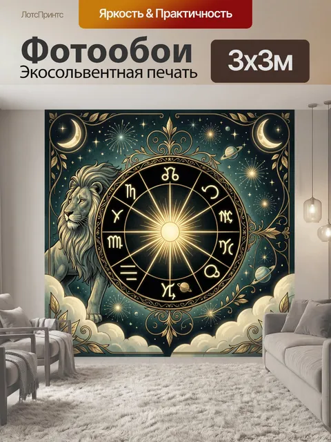 Фотообои Лев и зодиакальный круг
