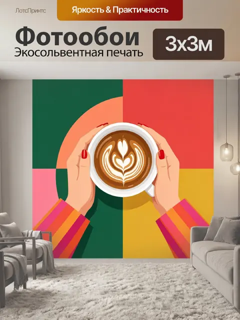 Фотообои Чашка кофе с латте-артом