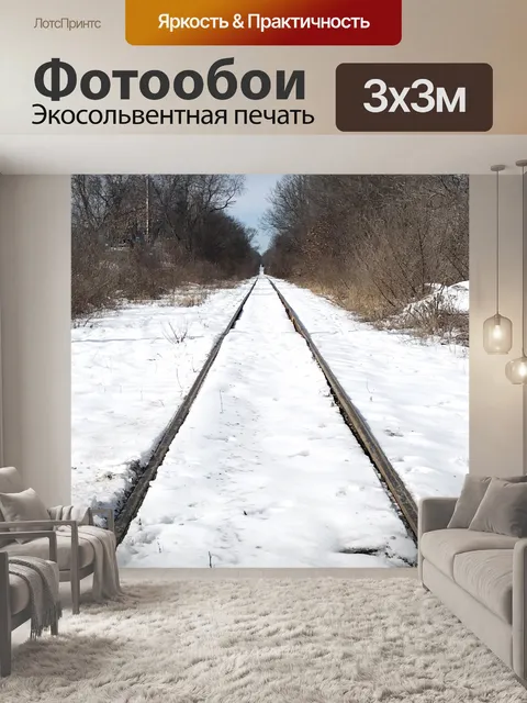 Фотообои Железнодорожные пути в снегу
