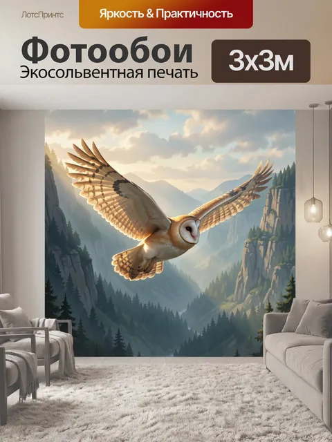 Фотообои Сова в горном полете