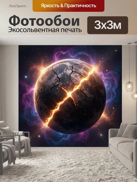 Фотообои Расколотая планета в космосе
