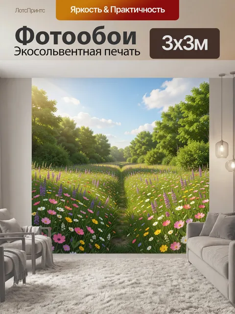 Фотообои Цветущая лесная поляна