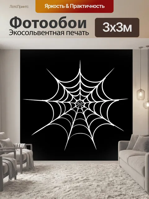 Фотообои белый паук сетка