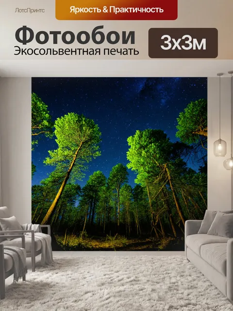 Фотообои лес с ночным небом и шепотом ветра