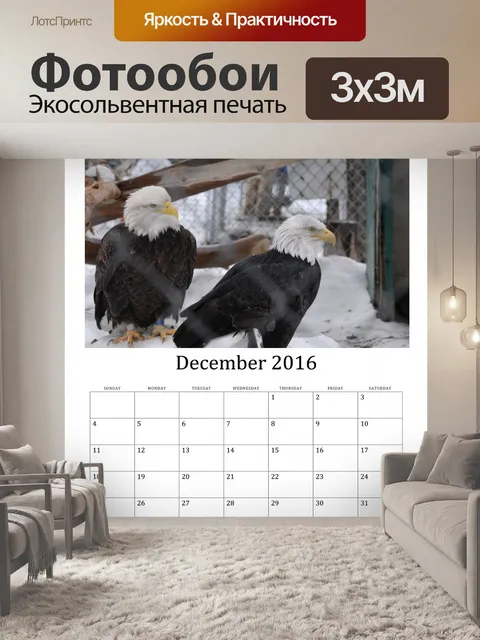 Фотообои Декабрь 2016 Календарь птиц