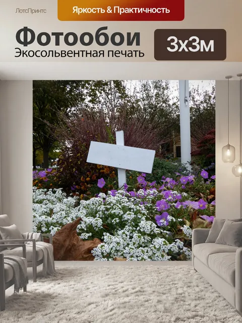 Фотообои Пустой знак в цветнике