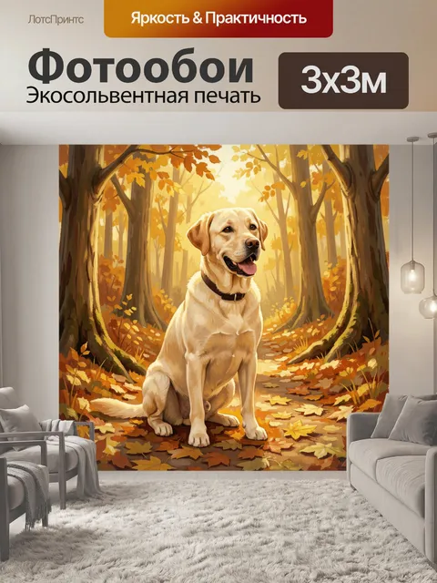 Фотообои Лабрадор в осеннем лесу