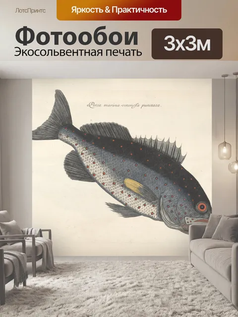 Фотообои Винтажное искусство рыбы