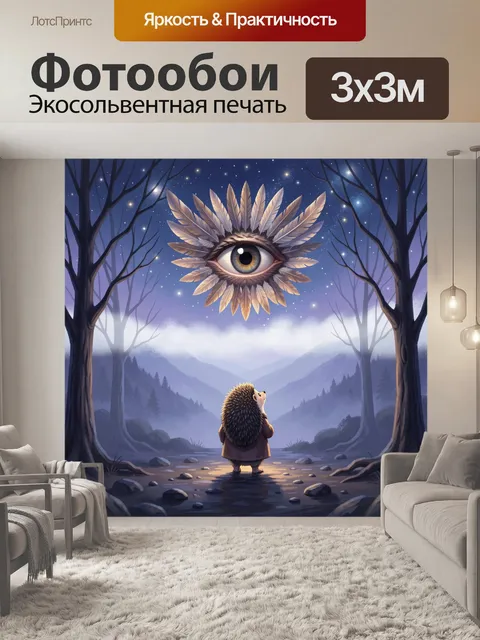 Фотообои Лесной еж под звездным небом