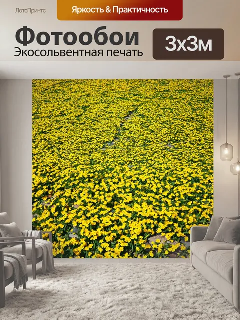 Фотообои грядки с желтыми цветами