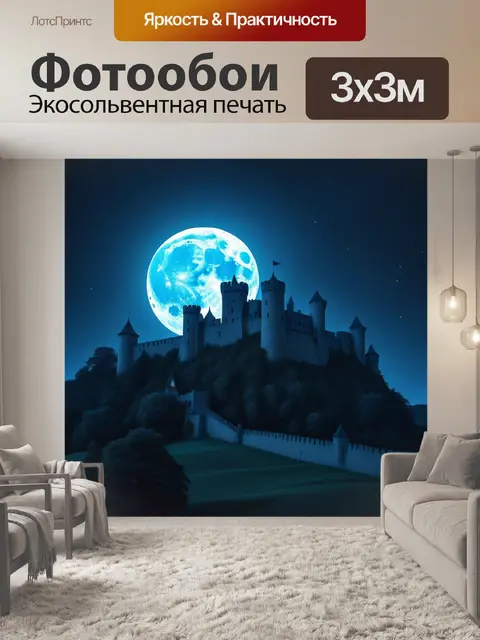 Фотообои мистика старинного замка под светом луны