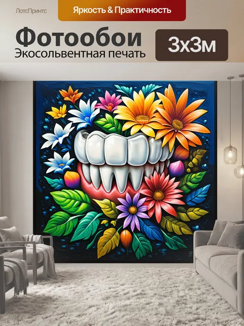 Фотообои концепт-заботы о зубах с элементами природы: зубы