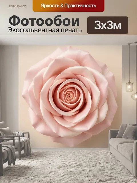 Фотообои Розовая роза крупным планом