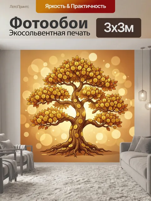 Фотообои Денежное дерево с монетами