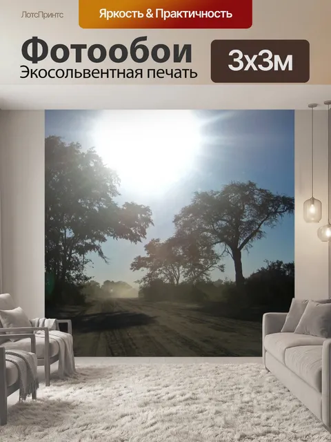 Фотообои яркое утреннее солнце над песчаной дорог
