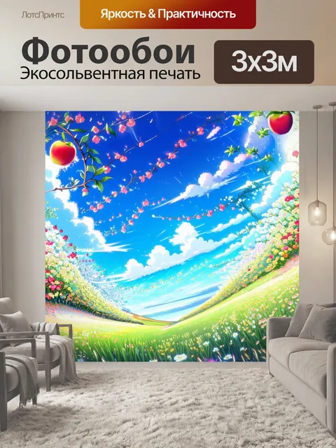 Фотообои в саду свободы, где время медленно течет, цветы и фрукты приближаются к небесам, наполняя мир ароматами