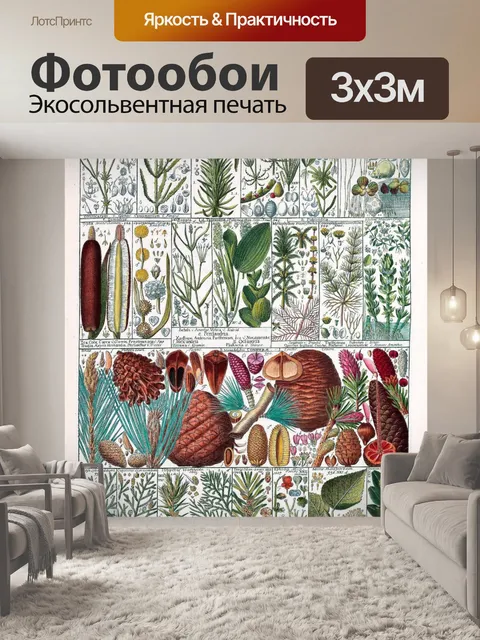 Фотообои Винтажные иллюстрации фруктовых деревьев