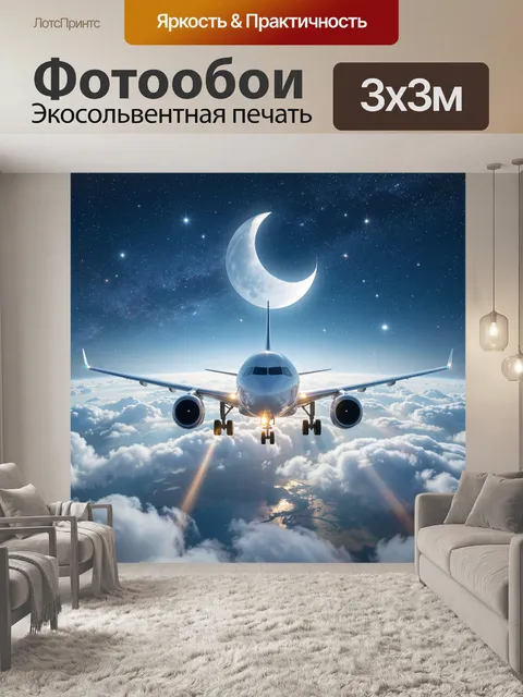 Фотообои Самолёт в звёздном небе