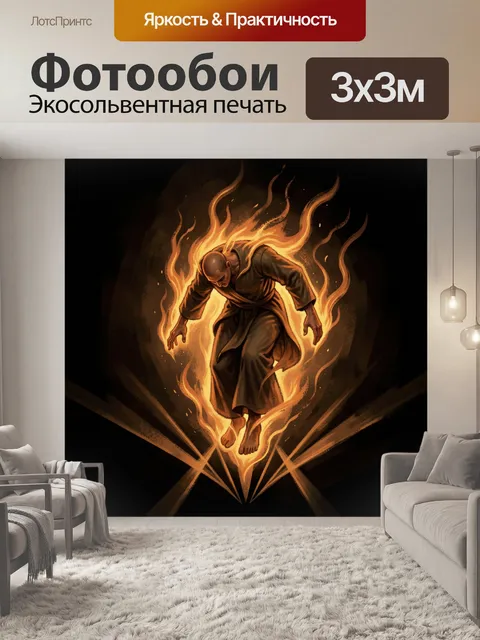 Фотообои Монах в кольце пламени