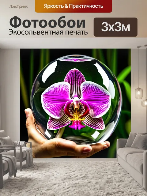 Фотообои орхидея внутри прозрачного шара, привлекательность и загадка