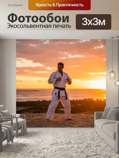 Фотообои Каратист на фоне заката