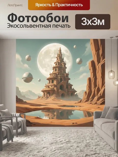 Фотообои Фантастический замок среди планет