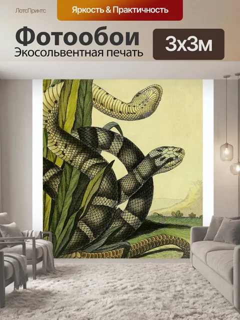 Фотообои Винтажная иллюстрационная змея