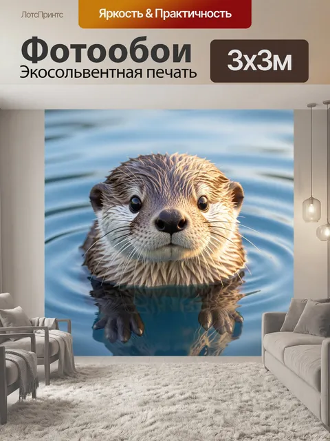 Фотообои Выдра в голубой воде