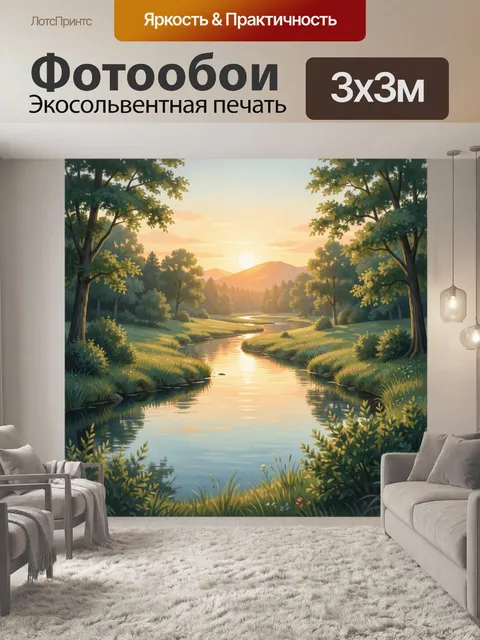 Фотообои Речная долина на закате