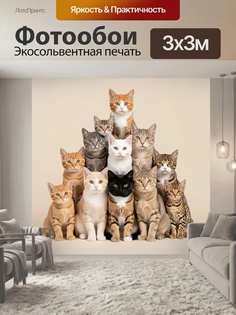 Фотообои Пирамида из котят разных пород
