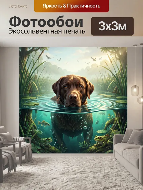 Фотообои Собака в болотном пейзаже