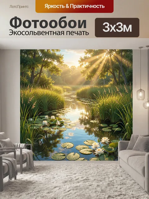 Фотообои Солнечная заводь среди деревьев