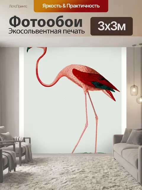 Фотообои Винтажное Искусство Фламинго Птица