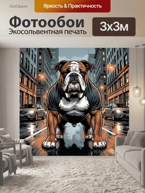 Фотообои Бульдог на городской улице