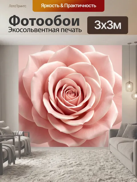 Фотообои Нежная розовая роза крупным планом
