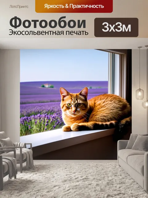 Фотообои прованс, представляющие собой лучший образ кота, уютно свернувшегося на подоконнике в уютном доме с…