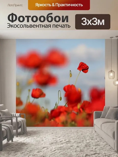 Фотообои Красные маки на ветру