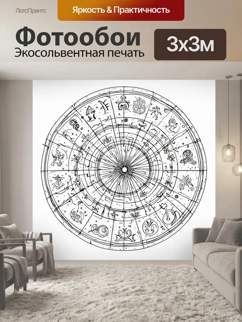 Фотообои абстракция в стиле однострочный рисунок, знаки зодиака