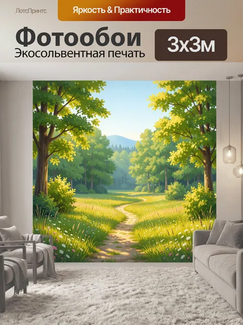 Фотообои Лесная тропинка среди цветов