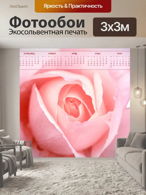 Фотообои Розовая роза календаря 2014