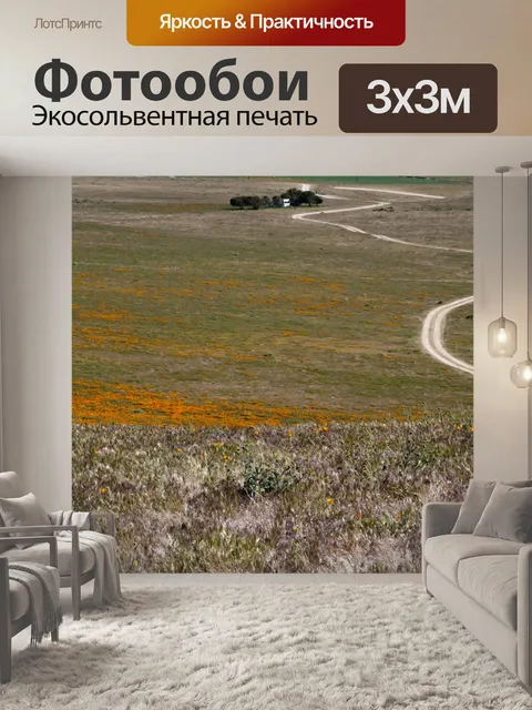 Фотообои Ландшафтное представление Поле маков