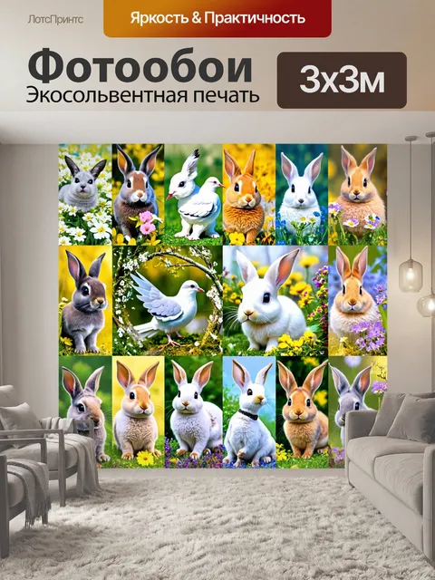 Фотообои животные в стиле лоскутный коллаж с изображениями нежных и спокойных животных