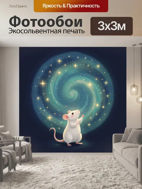 Фотообои Милая мышь у галактики