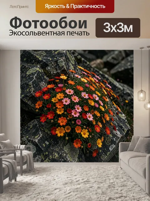 Фотообои Полевые цветы среди камней