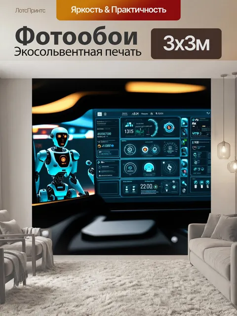Фотообои панель приборов для управления роботами, с отображением всех функциональных систем и индикаторов