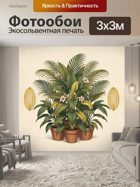 Фотообои Тропические растения в горшках